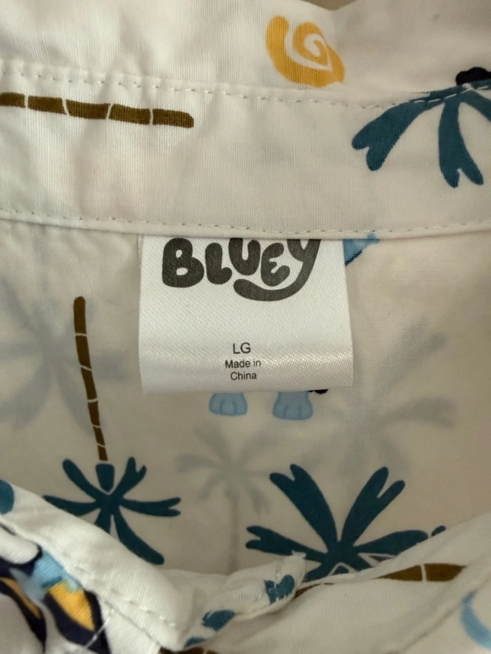 Bluey Boys' Short Sleeve Button-Down Shirt - White with Blue Print - Picture 2 of 9